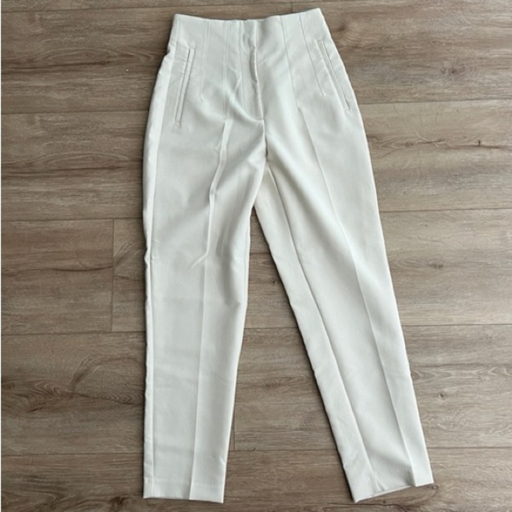 Zara Cream Light Khaki Ankle-Length Pleated Women's Pants